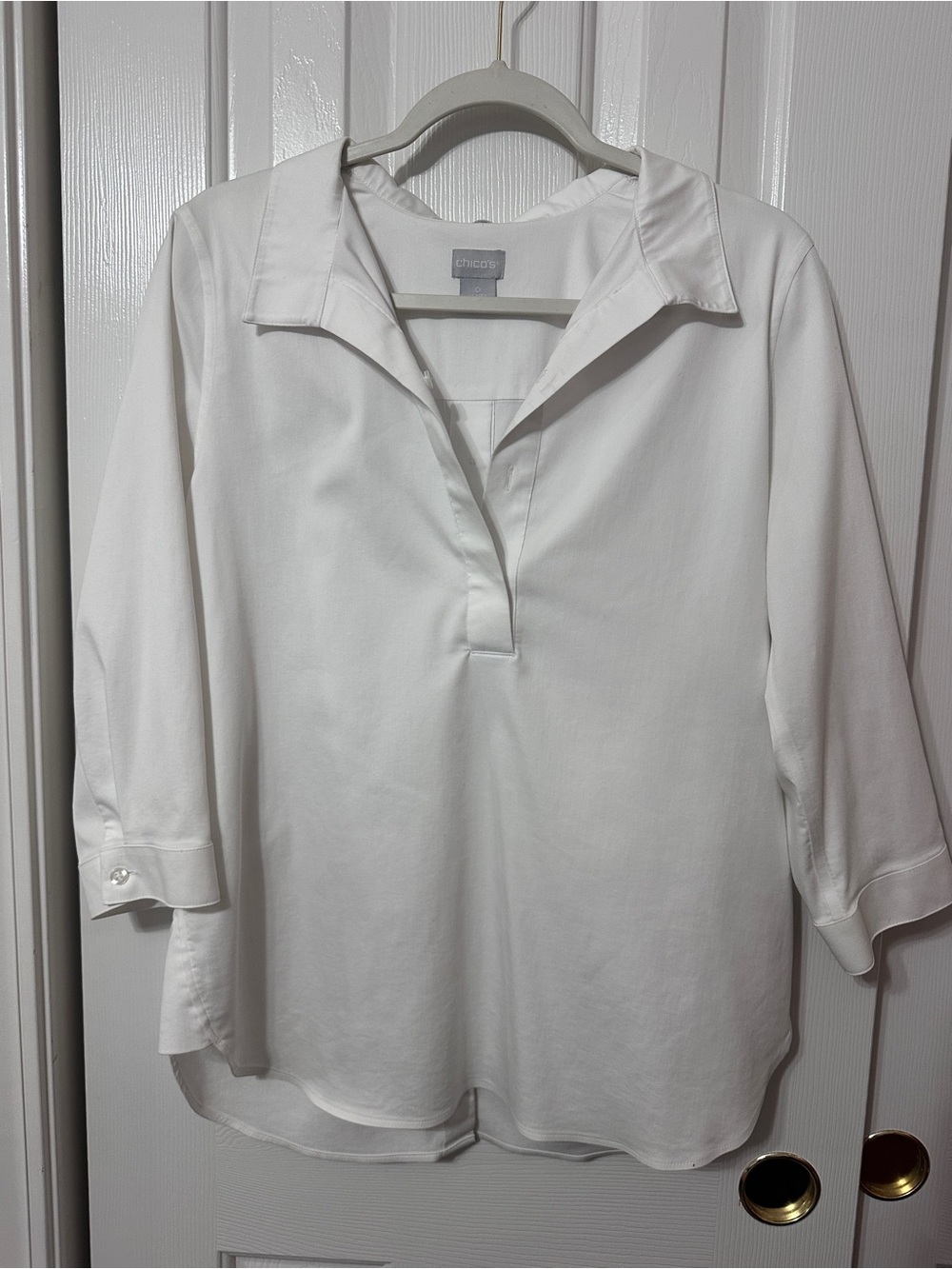 Chico's white Collared Popover Blouse